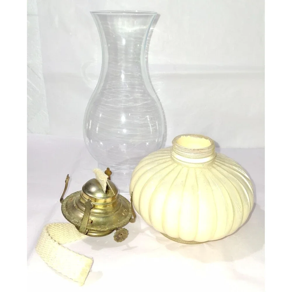 VTG Lamplight Farms Model 330 Pumpkin Ellipse Oil Lamp USA Made Hurricane Lamp